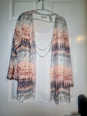 Alfred Dunner Womens Size  3X in Light Pink and Gray - Modern Layering NWT